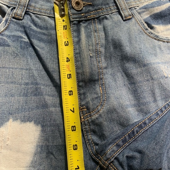 Bleecker & Mercer Mens Blue Distressed Destroyed Jean Shorts Size 34 W Hip Hop - Picture 10 of 14